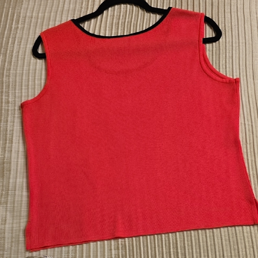 Ming Wang Pink and Black Fitted Sleeveless Tank Top - Picture 11 of 12